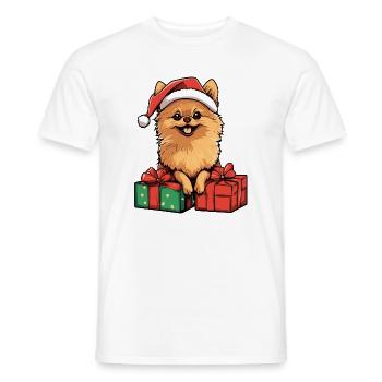Pomeraniankoiran joululahjat - Miesten T-paita - valkoinen - Edestä - AI Model Male 178 dark (178cm)