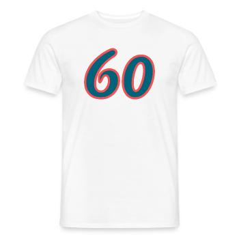 60. 60 JAHRE. 60-JÄHRIGES JUBILÄUM. 60. GEBURTSTAG. - Männer T-Shirt - Weiß - Vorne - AI Model Male 178 dark (178cm)