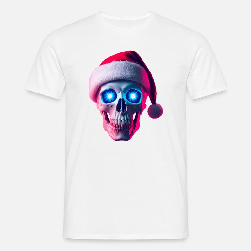 Neon-Schädel-Weihnachtsmann - Männer T-Shirt - Weiß