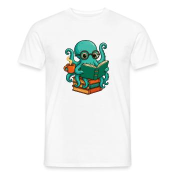 Octopus Reading Book Funny Ocean Nerd Bookworm - Men's T-Shirt - white - Front - AI Model Male 178 dark (178cm)