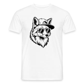 Renard cool avec une casquette et des lunettes de soleil - T-shirt homme - blanc - Devant - AI Model Male 178 dark (178cm)