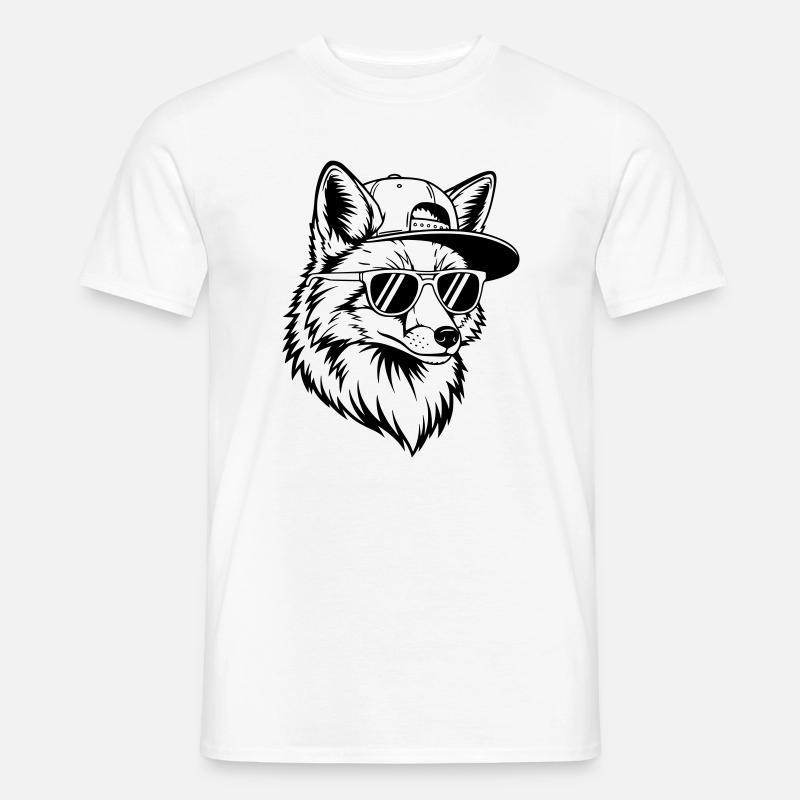 Cooler Fuchs mit Cap und Sonnenbrille - Männer T-Shirt - Weiß