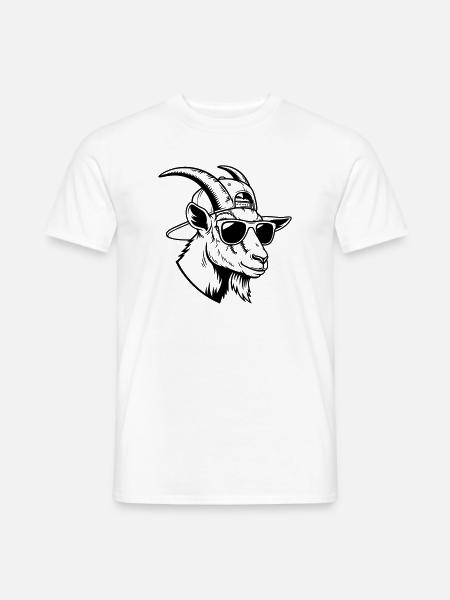Coole geit met zonnebril en pet - Heren T-shirt - wit