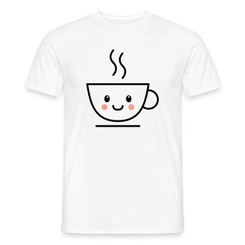 Kaffee, Tee oder Kakao Tasse mit kawaii Gesicht - Männer T-Shirt - Weiß - Vorne - AI Model Male 178 dark (178cm)