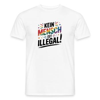 No One Is Illegal - Cool Pride Logo - Men's T-Shirt - white - Front - AI Model Male 178 dark (178cm)