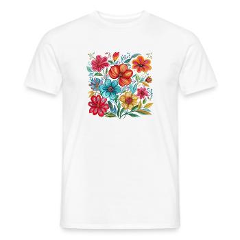 Lebendige Blumenpracht - Männer T-Shirt - Weiß - Vorne - AI Model Male 178 dark (178cm)