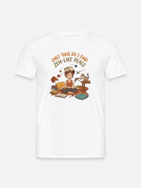 Zen Katzen Chaos Yoga - Männer T-Shirt - Weiß