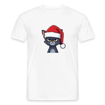 Humeur agacée de chat du Père Noël - T-shirt homme - blanc - Devant - AI Model Male 178 dark (178cm)