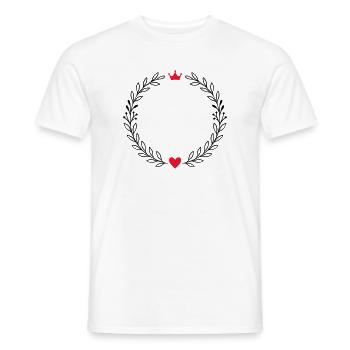 Wreath laurel wreath with heart and crown - Men's T-Shirt - white - Front - AI Model Male 178 dark (178cm)