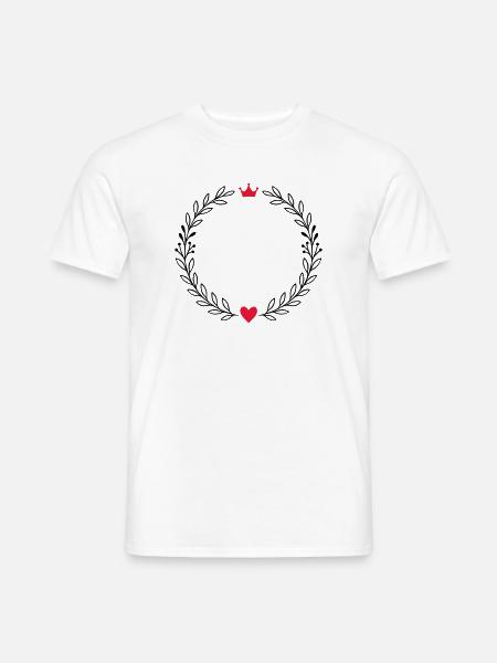 Kranz Lorbeerkranz mit Herz und Krone  - Männer T-Shirt - Weiß