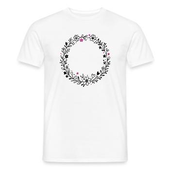 Wreath Floral Wreath with Flowers and Stars - Men's T-Shirt - white - Front - AI Model Male 178 dark (178cm)