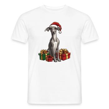 Cadeaux de Noël pour chiens lévriers - T-shirt homme - blanc - Devant - AI Model Male 178 dark (178cm)