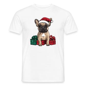 Chien bouledogue français Noël - T-shirt homme - blanc - Devant - AI Model Male 178 dark (178cm)