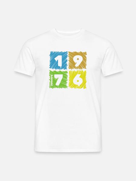 50. Geburtstag Farbige Patches since 01/1976 - Männer T-Shirt - Weiß