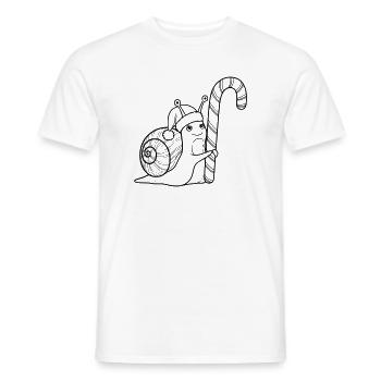 Süße Weihnachtsschnecke mit Candy Cane - Männer T-Shirt - Weiß - Vorne - AI Model Male 178 dark (178cm)