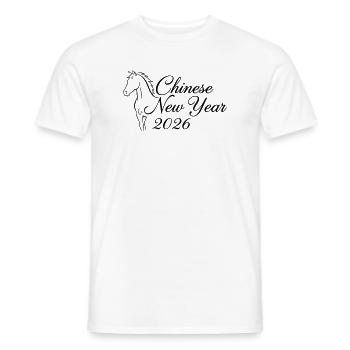 Nouvel An chinois 2026 – Illustration de la ligne de chevaux - T-shirt homme - blanc - Devant - AI Model Male 178 dark (178cm)