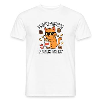 Professional Snack Thief Naughty Funny Cat - Men's T-Shirt - white - Front - AI Model Male 178 dark (178cm)