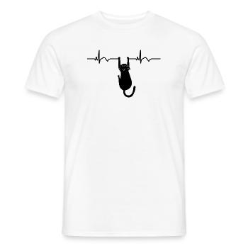 ECG du chat Fréquence cardiaque Battement de cœur - T-shirt homme - blanc - Devant - AI Model Male 178 dark (178cm)