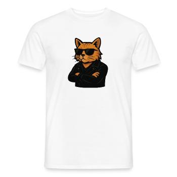 Coole Katze mit Sonnenbrille im Lederlook - Männer T-Shirt - Weiß - Vorne - AI Model Male 178 dark (178cm)