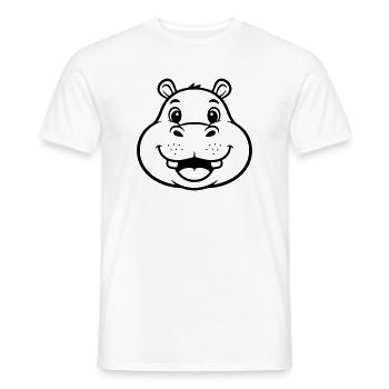 Vecteur de tête face d’hippopotame rieur - T-shirt homme - blanc - Devant - AI Model Male 178 dark (178cm)