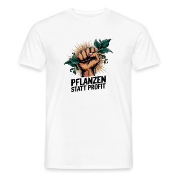 Plants instead of profit, environmental activism - Men's T-Shirt - white - Front - AI Model Male 178 dark (178cm)