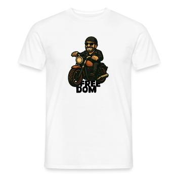 Motard occasionnel dans un comic de moto - T-shirt homme - blanc - Devant - AI Model Male 178 dark (178cm)