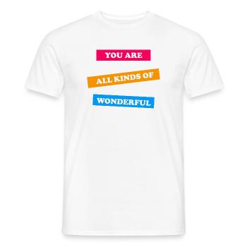 You Are All Kinds of Wonderful - uplifting  - Men's T-Shirt - white - Front - AI Model Male 178 dark (178cm)