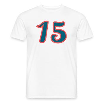 15. 15 ANS. 15e ANNIVERSAIRE. ANNIVERSAIRE 15 ANS. - T-shirt homme - blanc - Devant - AI Model Male 178 dark (178cm)