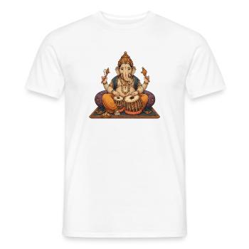 Ganesha Tabla - T-shirt homme - blanc - Devant - AI Model Male 178 dark (178cm)