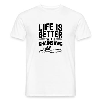 La vie est meilleure avec les tronçonneuses - T-shirt homme - blanc - Devant - AI Model Male 178 dark (178cm)
