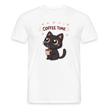 Schwarze Katze Glücklicher Kaffee - Männer T-Shirt - Weiß - Vorne - AI Model Male 178 dark (178cm)