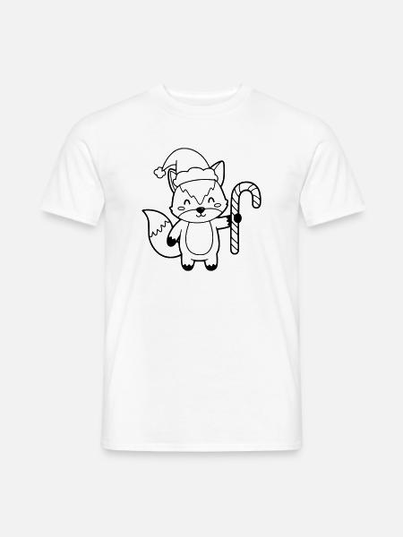 Weihnachtsfuchs mit Candy Cane Illustration - Männer T-Shirt - Weiß