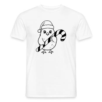 Oiseau de Noël mignon avec illustration de canne d’orge d’orge - T-shirt homme - blanc - Devant - AI Model Male 178 dark (178cm)