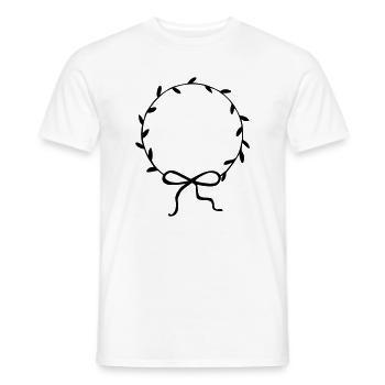 Couronne de feuilles avec arc dessiné à la main - T-shirt homme - blanc - Devant - AI Model Male 178 dark (178cm)