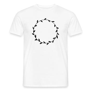 Couronne florale peinte à la main de feuilles florale - T-shirt homme - blanc - Devant - AI Model Male 178 dark (178cm)