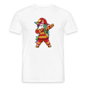Dabbing Einhorn-Feuerwehrmann Papa Ersthelfer Gi - Männer T-Shirt - Weiß - Vorne - AI Model Male 178 dark (178cm)