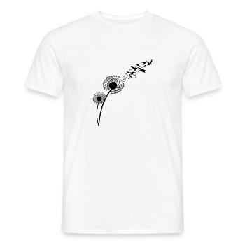 Dandelion Blowing Birds Silhouette Minimalist Free - Men's T-Shirt - white - Front - AI Model Male 178 dark (178cm)
