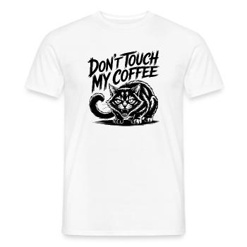 Drôle de design drôle de chat sifflant Coffee Love - T-shirt homme - blanc - Devant - AI Model Male 178 dark (178cm)