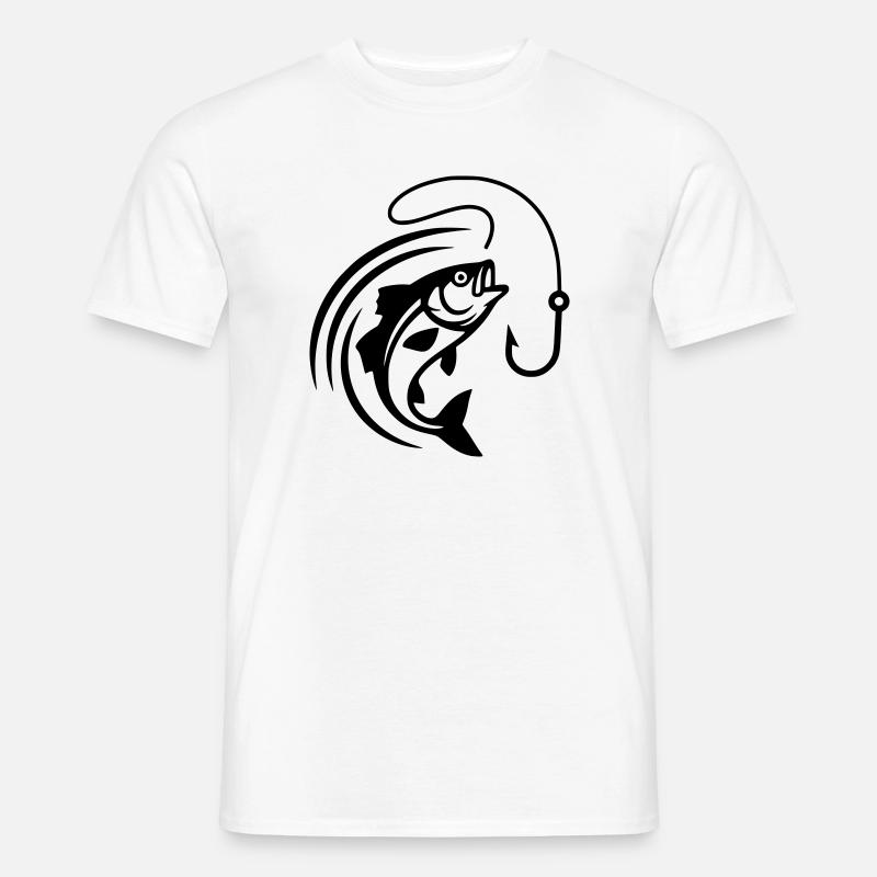 Jumping Fish Hook Fishing Vector - Men's T-Shirt - white