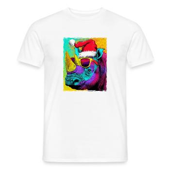 Nashorn Weihnachten Porträt - Männer T-Shirt - Weiß - Vorne - AI Model Male 178 dark (178cm)