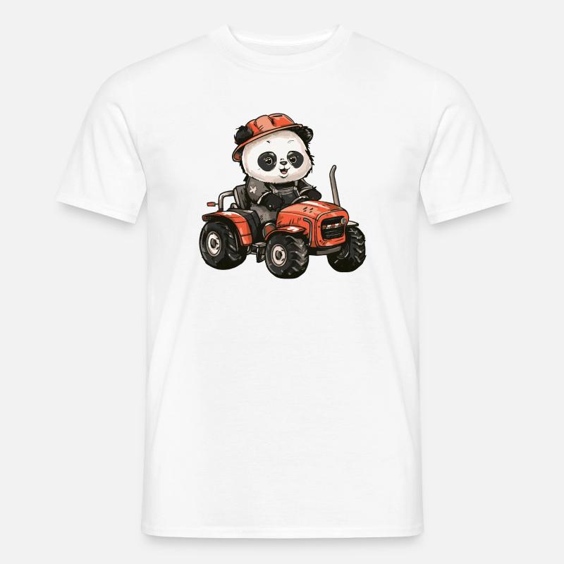 Panda Traktor Farmer - Männer T-Shirt - Weiß