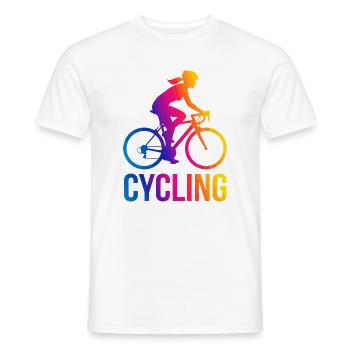Rainbow Girl Cyclist Silhouette - Men's T-Shirt - white - Front - AI Model Male 178 dark (178cm)