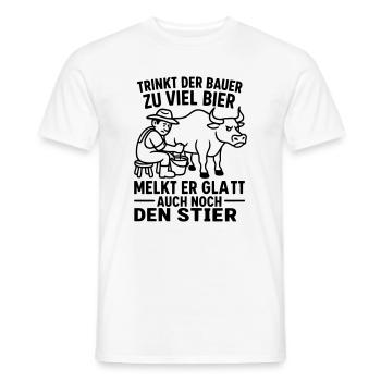 Fermier traiteur de taureaux disant boire de la bière - T-shirt homme - blanc - Devant - AI Model Male 178 dark (178cm)
