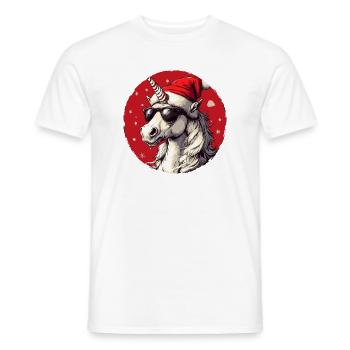 Licorne de Noël avec lunettes de soleil - T-shirt homme - blanc - Devant - AI Model Male 178 dark (178cm)