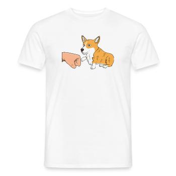 Cute Corgi Dog Fist Bump Paw Greeting Funny Pet - Men's T-Shirt - white - Front - AI Model Male 178 dark (178cm)