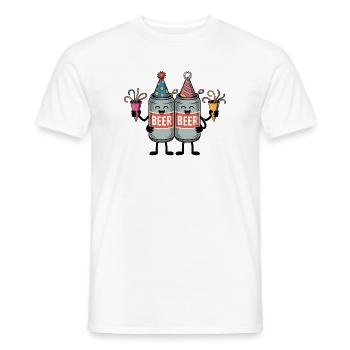 Anniversaire de canette de bière - T-shirt drôle - T-shirt homme - blanc - Devant - AI Model Male 178 dark (178cm)