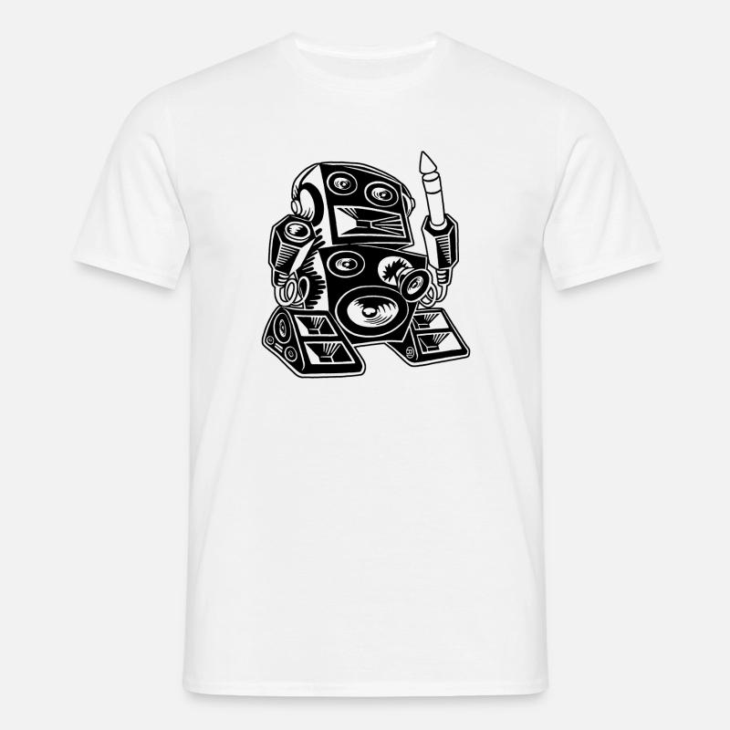 Techno-Robot - Männer T-Shirt - Weiß