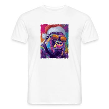 Portrait de Noël du Gorille - T-shirt homme - blanc - Devant - AI Model Male 178 dark (178cm)