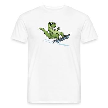 Surfeur dinosaure cool avec des lunettes de soleil - T-shirt homme - blanc - Devant - AI Model Male 178 dark (178cm)