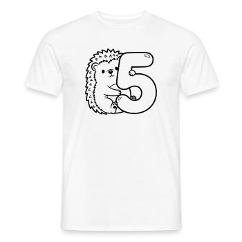Hérisson avec illustration de dessin animé numéro 5 - T-shirt homme - blanc - Devant - AI Model Male 178 dark (178cm)